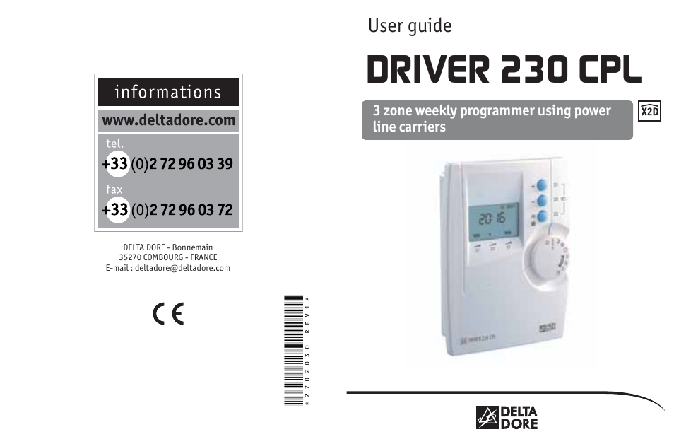 Delta Dore 230 CPL DRIVER User Manual | 8 pages