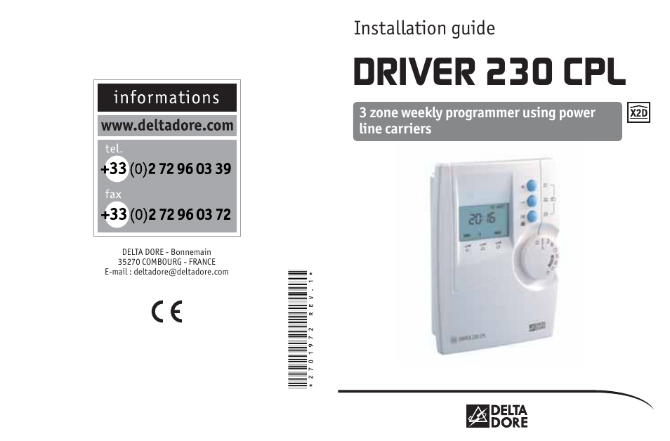 Delta Dore 230 CPL DRIVER Installation User Manual | 10 pages