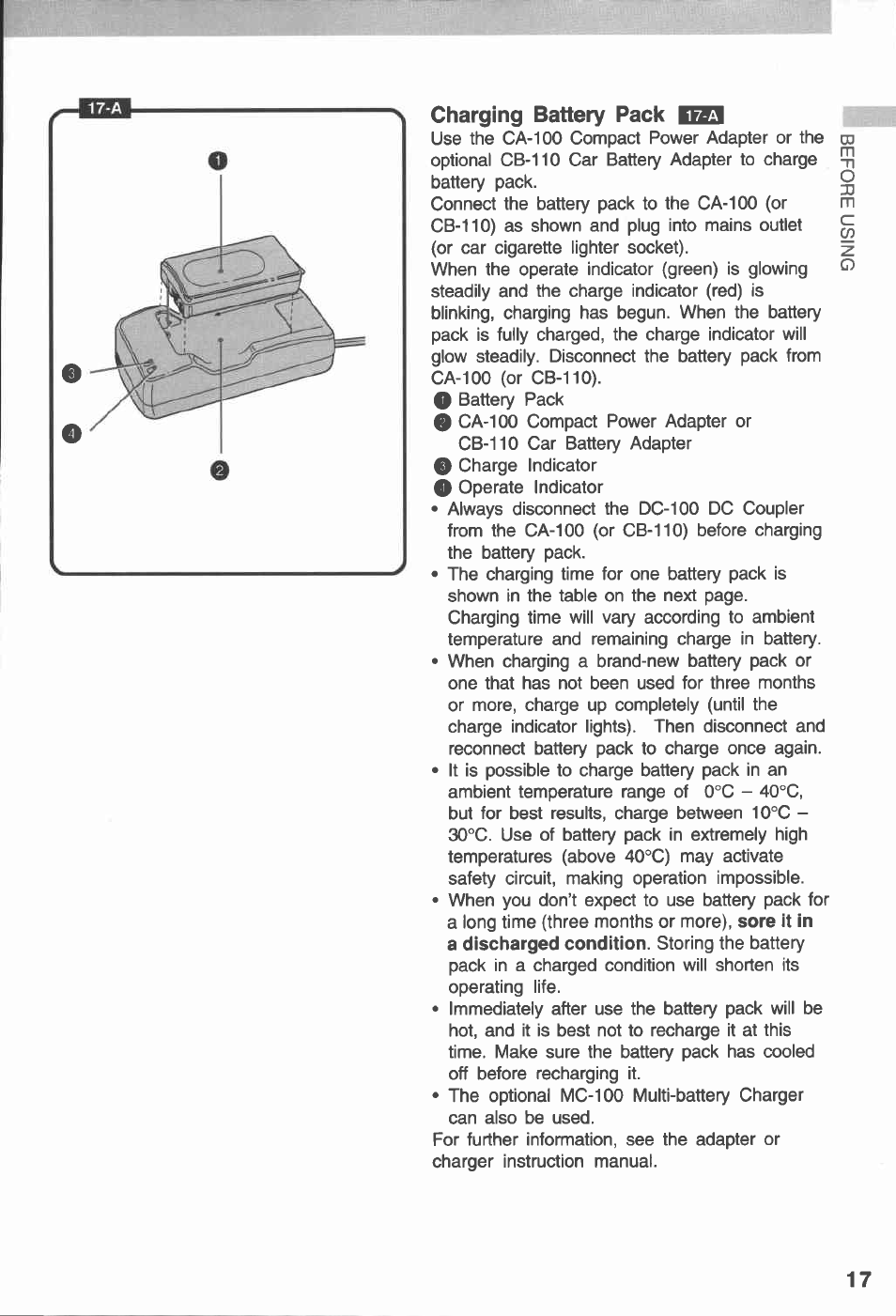 Charging battery pack | Canon E 230 User Manual | Page 17 / 92