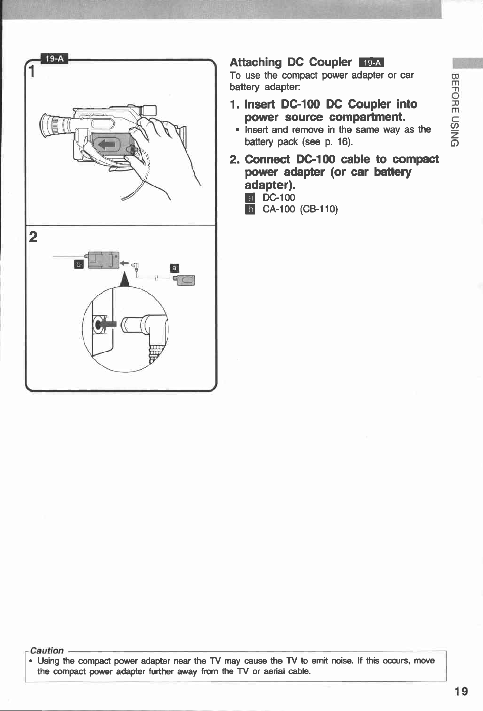 Attaching dc coupler iekl | Canon E 230 User Manual | Page 19 / 92