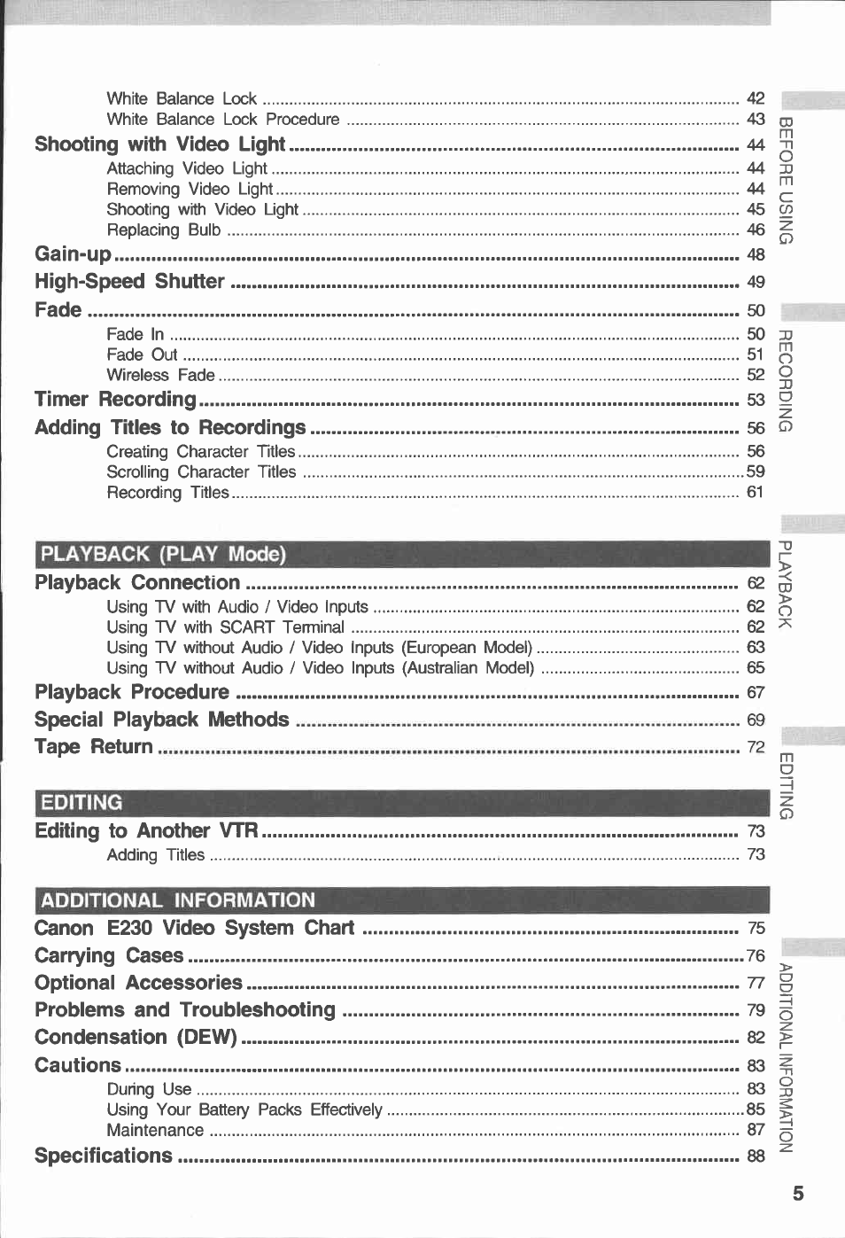 Canon E 230 User Manual | Page 5 / 92