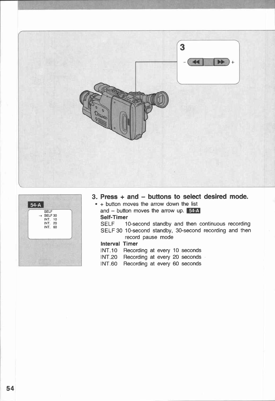 Press + and - buttons to select desired mode | Canon E 230 User Manual | Page 54 / 92