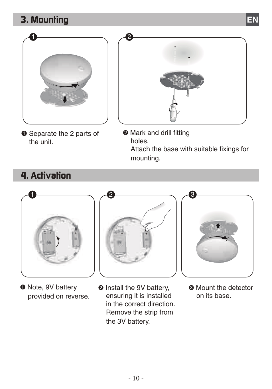 Mounting, Activation | Delta Dore DFR TYXAL+ User Manual | Page 10 / 32