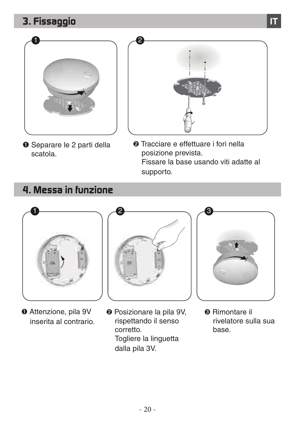Fissaggio, Messa in funzione | Delta Dore DFR TYXAL+ User Manual | Page 20 / 32
