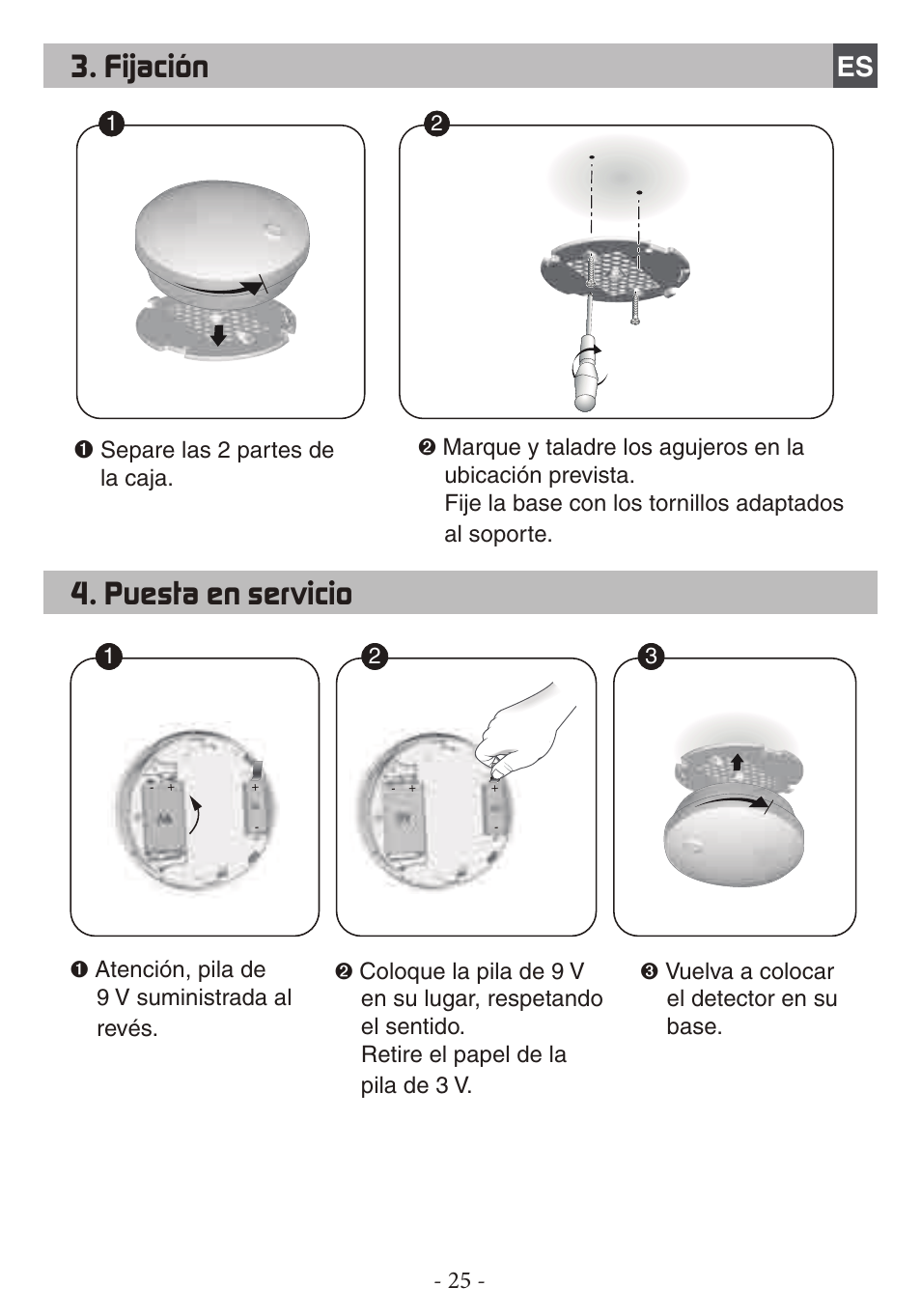 Fijación, Puesta en servicio | Delta Dore DFR TYXAL+ User Manual | Page 25 / 32