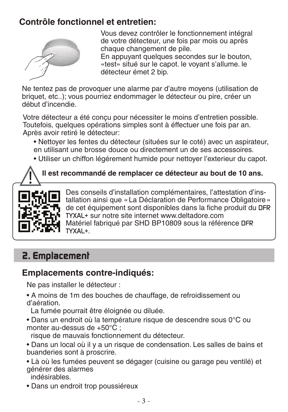 Emplacement | Delta Dore DFR TYXAL+ User Manual | Page 3 / 32