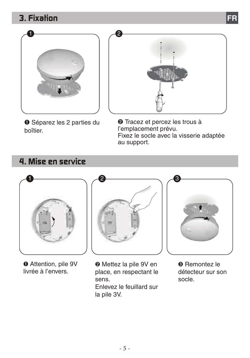 Fixation, Mise en service | Delta Dore DFR TYXAL+ User Manual | Page 5 / 32