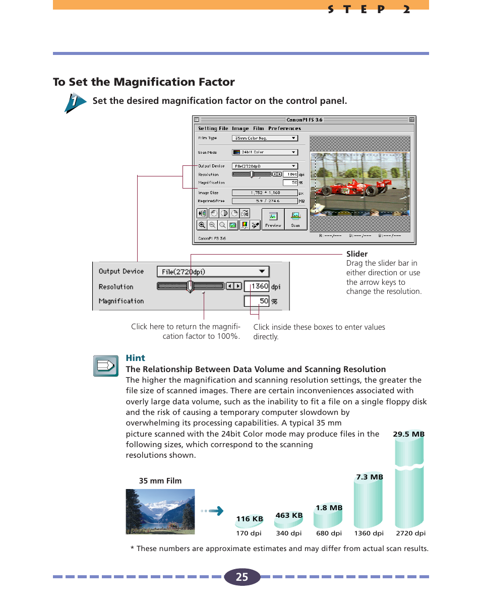 25 to set the magnification factor | Canon FS 2710 User Manual | Page 25 / 80