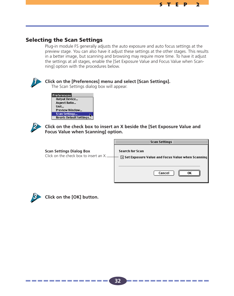 Selecting the scan settings, Scan settings, P. 32) | P. 32 | Canon FS 2710 User Manual | Page 32 / 80