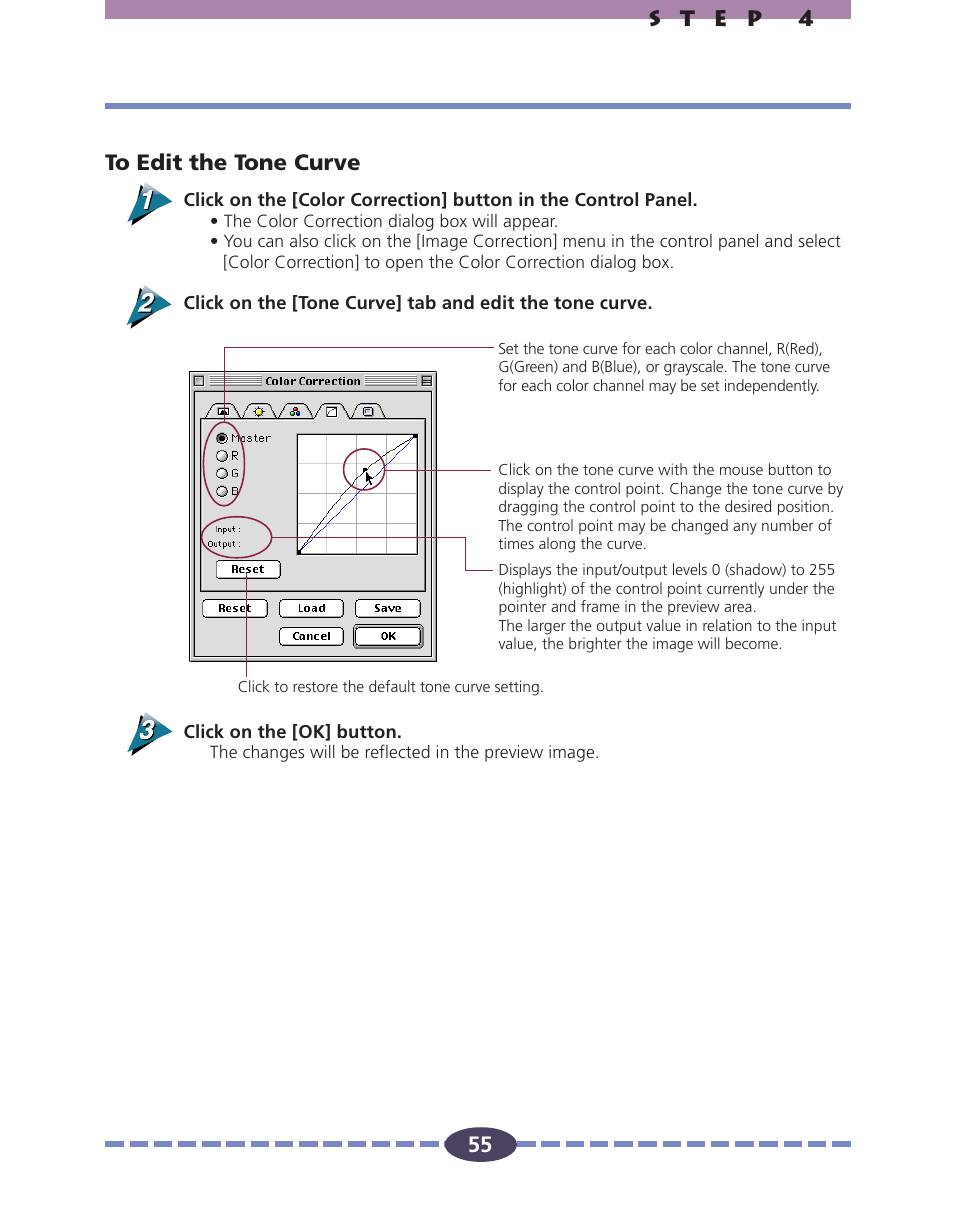 55 to edit the tone curve | Canon FS 2710 User Manual | Page 55 / 80