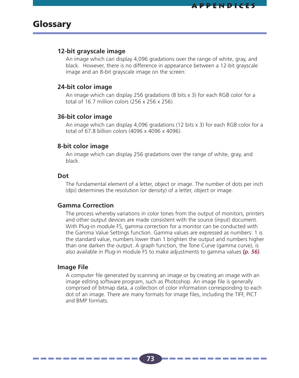 Glossary, P. 73 | Canon FS 2710 User Manual | Page 73 / 80