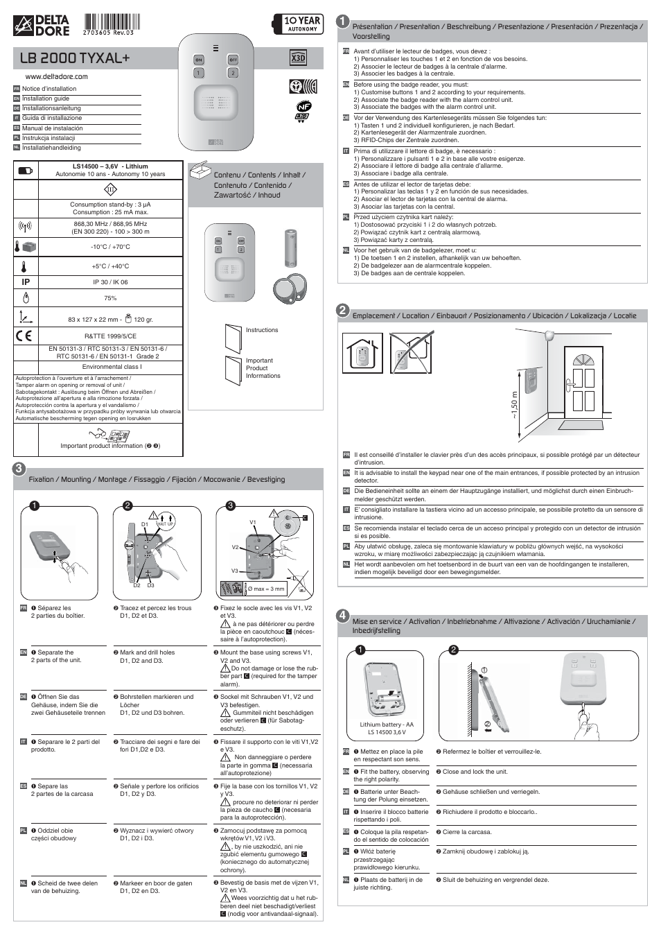 Delta Dore LB 2000 TYXAL+ User Manual | 2 pages