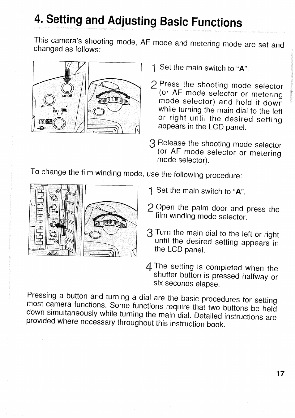 Setting and adjusting basic functions | Canon EOS 1N RS User Manual | Page 17 / 30