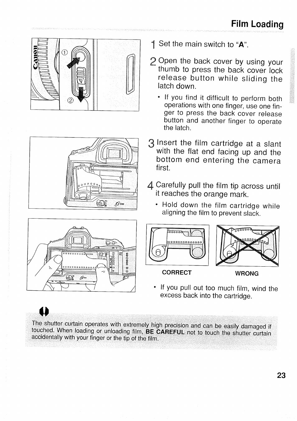 Film loading | Canon EOS 1N RS User Manual | Page 23 / 30