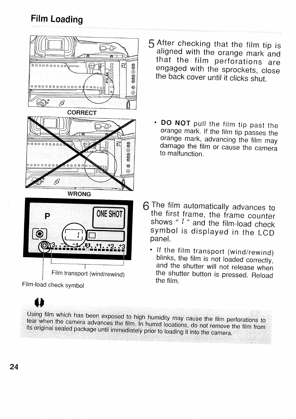 Film loading | Canon EOS 1N RS User Manual | Page 24 / 30