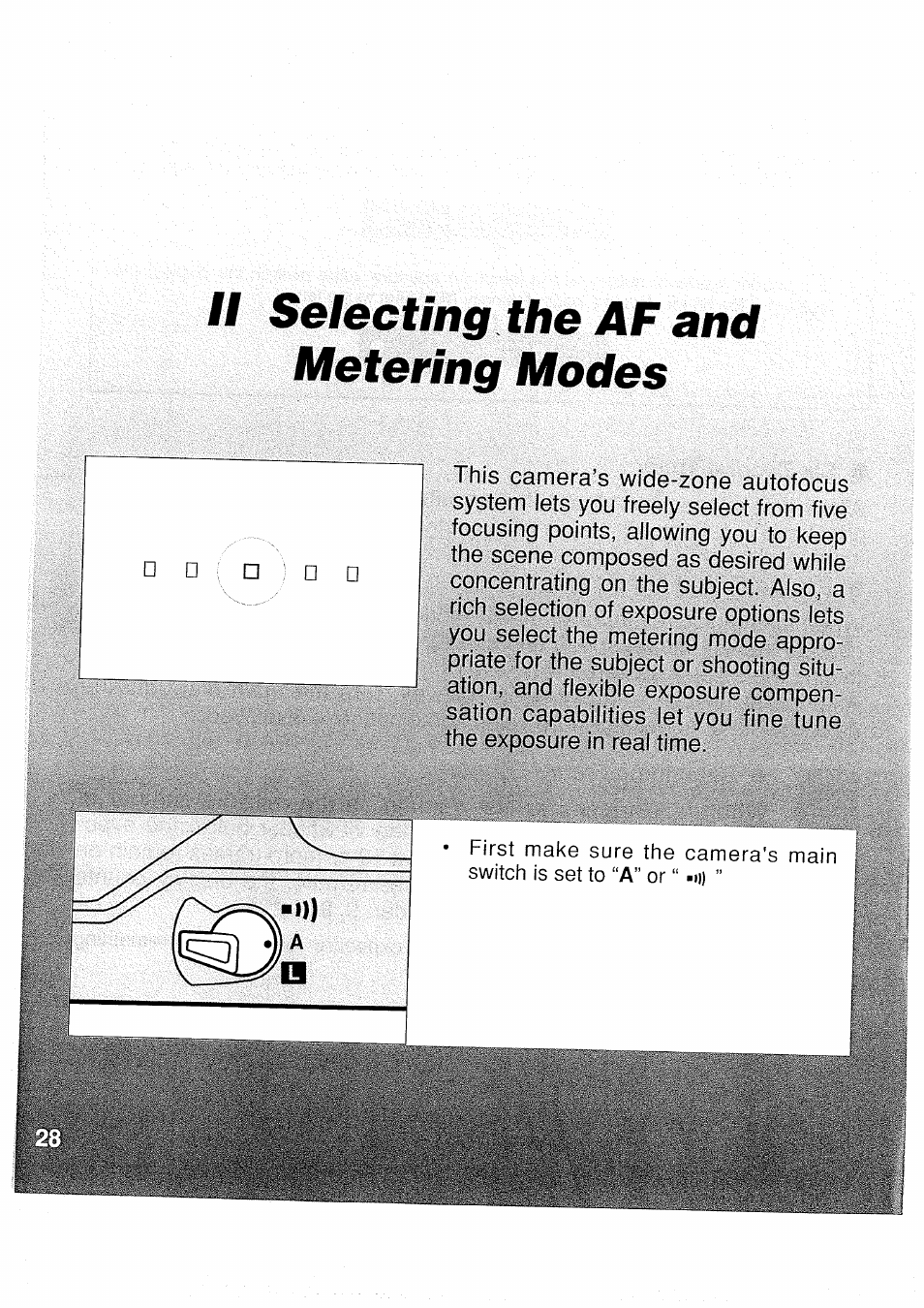 Il selecting the af and metering modes, Selecting the af and metering modes | Canon EOS 1N RS User Manual | Page 28 / 30