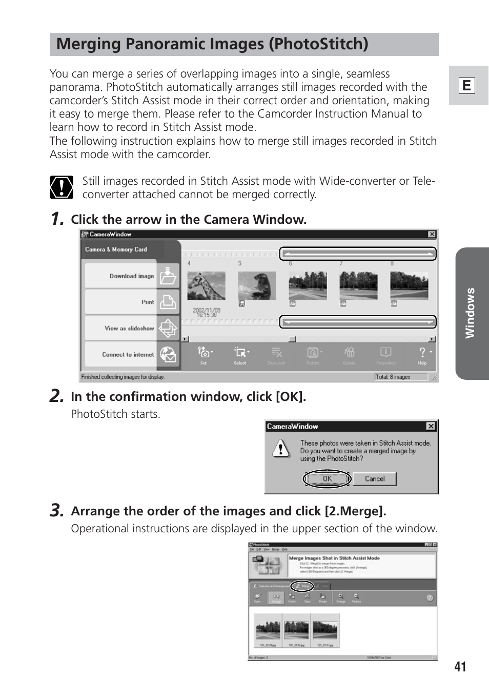 Merging panoramic images (photostitch) | Canon DIM-538 User Manual | Page 41 / 100