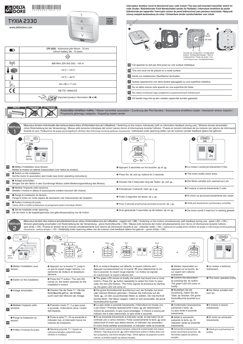 Delta Dore 2330
 TYXIA User Manual | 4 pages