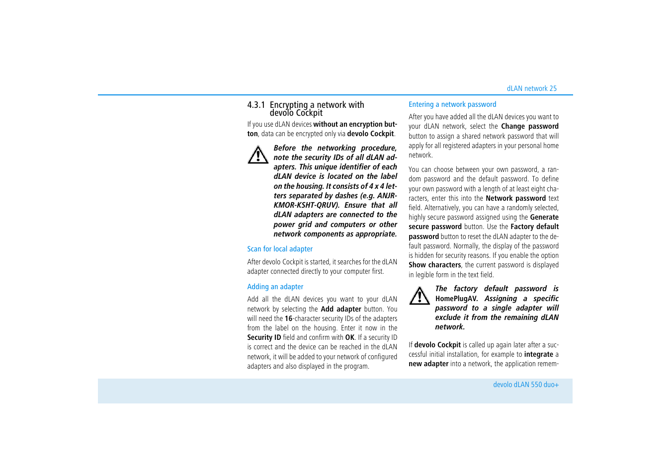 1 encrypting a network with devolo cockpit | Devolo dLAN 550 duo+ User Manual | Page 26 / 33