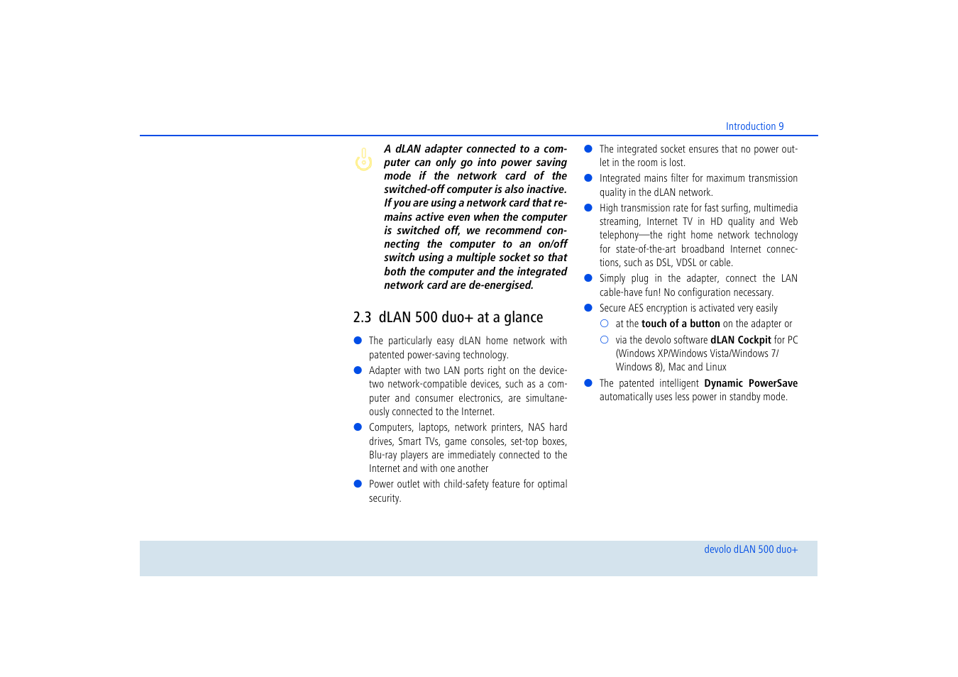 3 dlan 500 duo+ at a glance, Dlan 500 duo+ at a glance | Devolo dLAN 500 duo+ User Manual | Page 10 / 33