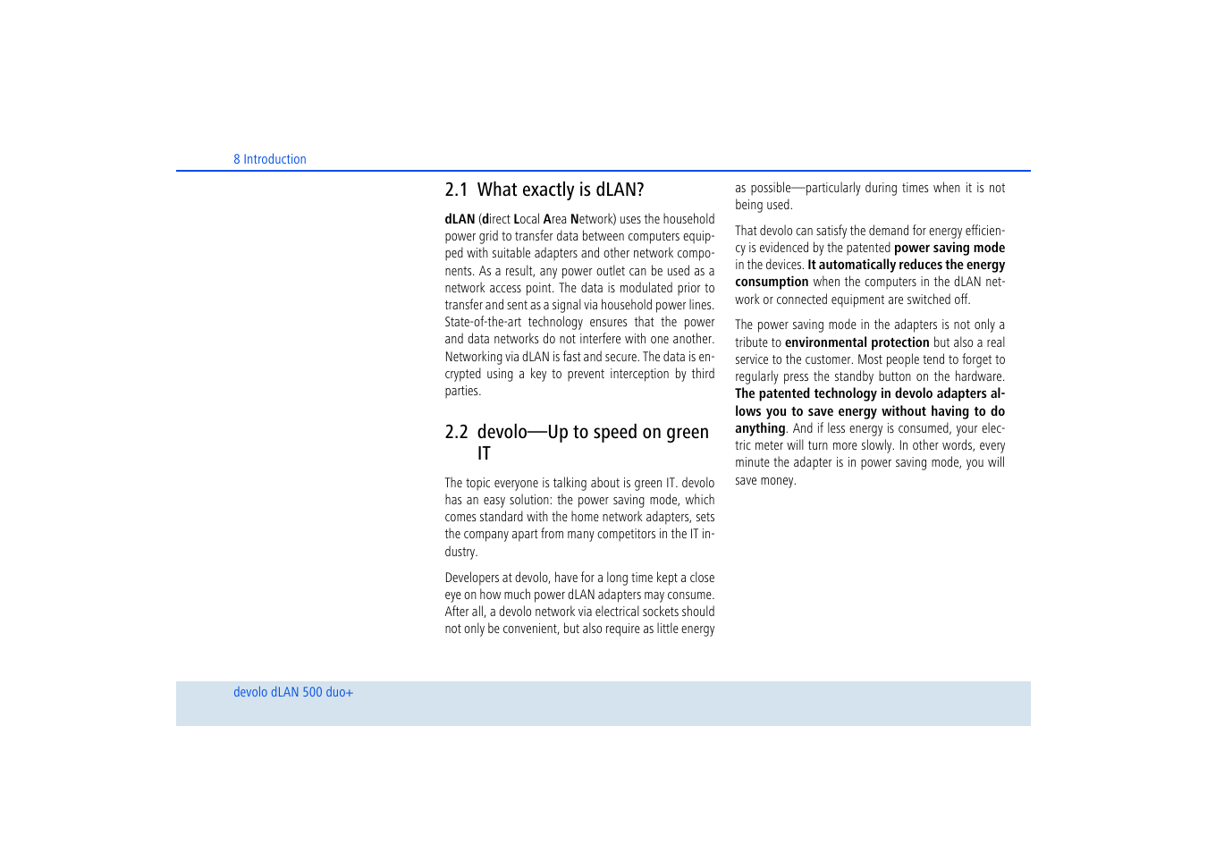 1 what exactly is dlan, 2 devolo—up to speed on green it, What exactly is dlan | Devolo—up to speed on green it | Devolo dLAN 500 duo+ User Manual | Page 9 / 33