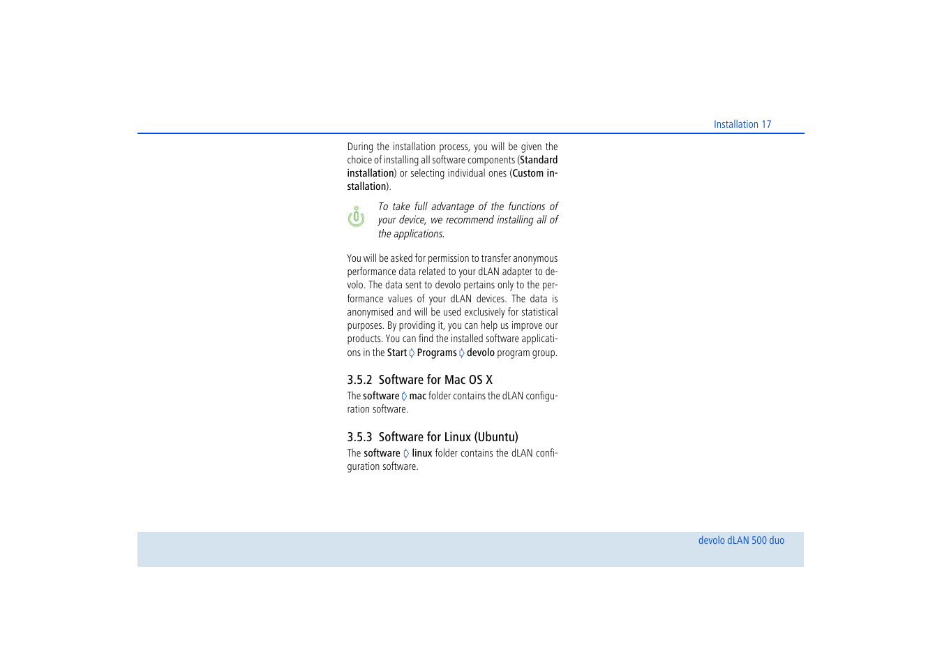 2 software for mac os x, 3 software for linux (ubuntu), Software for mac os x | Software for linux (ubuntu) | Devolo dLAN 500 duo+ User Manual | Page 18 / 33