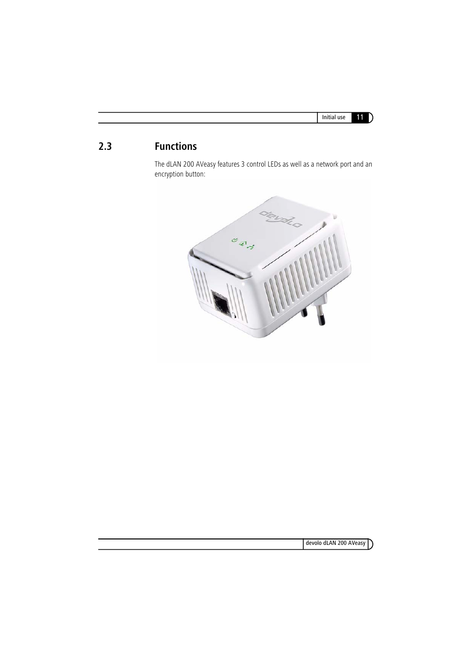 3 functions, Functions | Devolo dLAN 200 AVeasy User Manual | Page 11 / 26