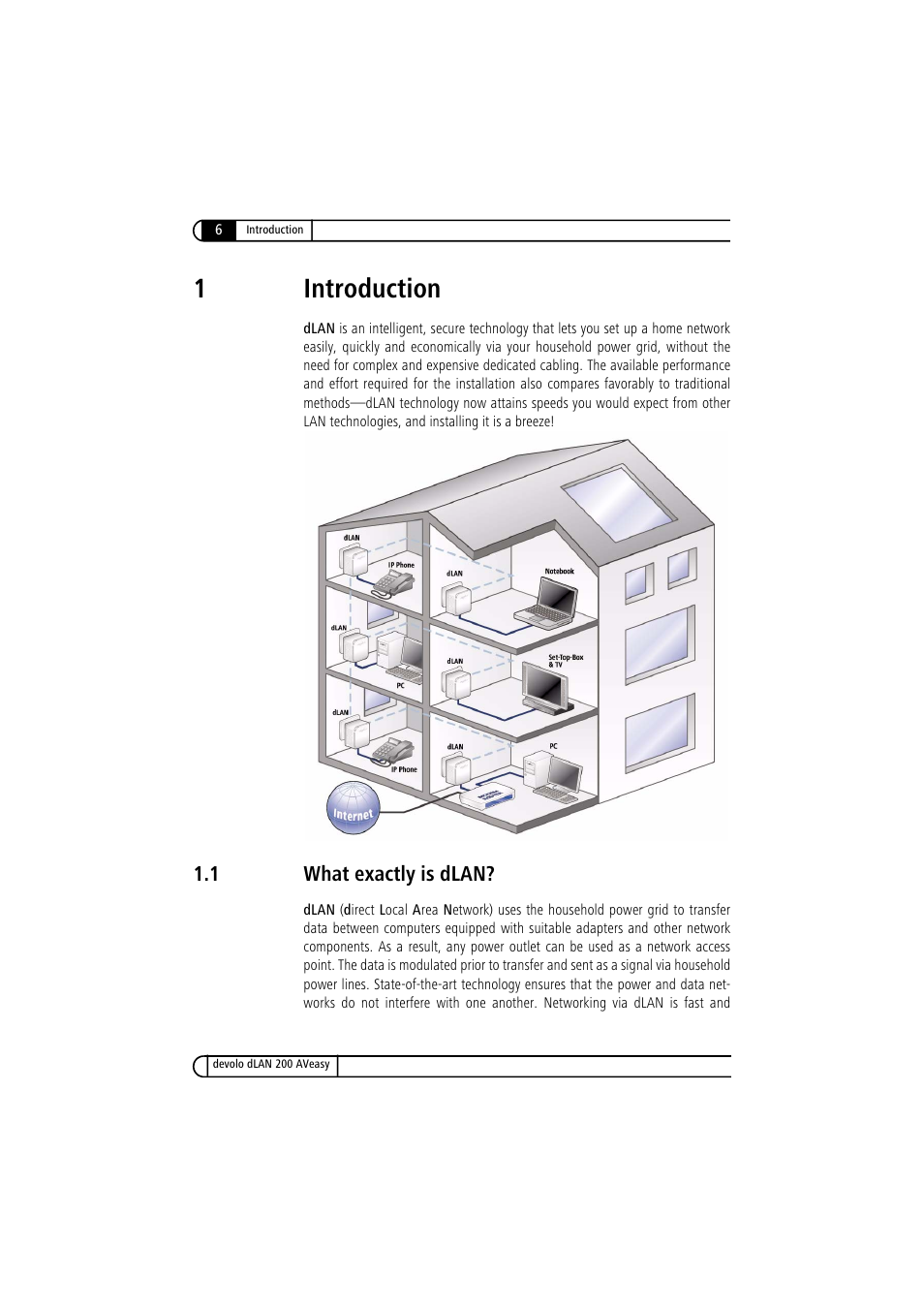 1 introduction, 1 what exactly is dlan, What exactly is dlan | 1introduction | Devolo dLAN 200 AVeasy User Manual | Page 6 / 26