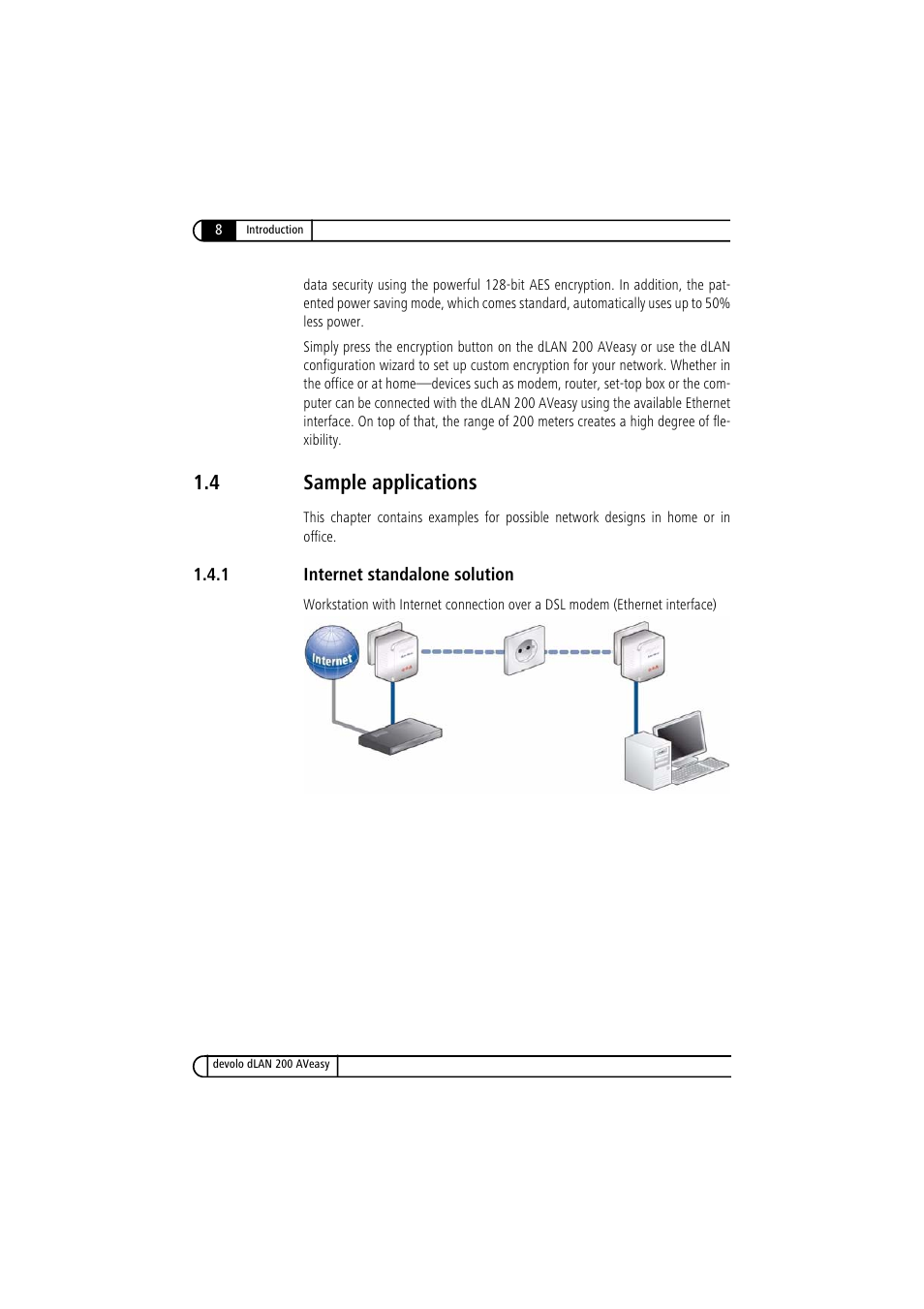 4 sample applications, 1 internet standalone solution, Sample applications 1.4.1 | Internet standalone solution | Devolo dLAN 200 AVeasy User Manual | Page 8 / 26