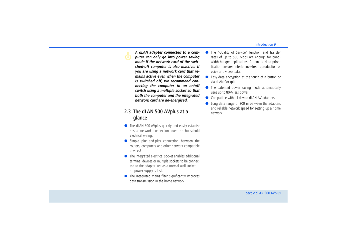 3 the dlan 500 avplus at a glance, Devolo—up to speed on green it | Devolo dLAN 500 AVplus User Manual | Page 10 / 35