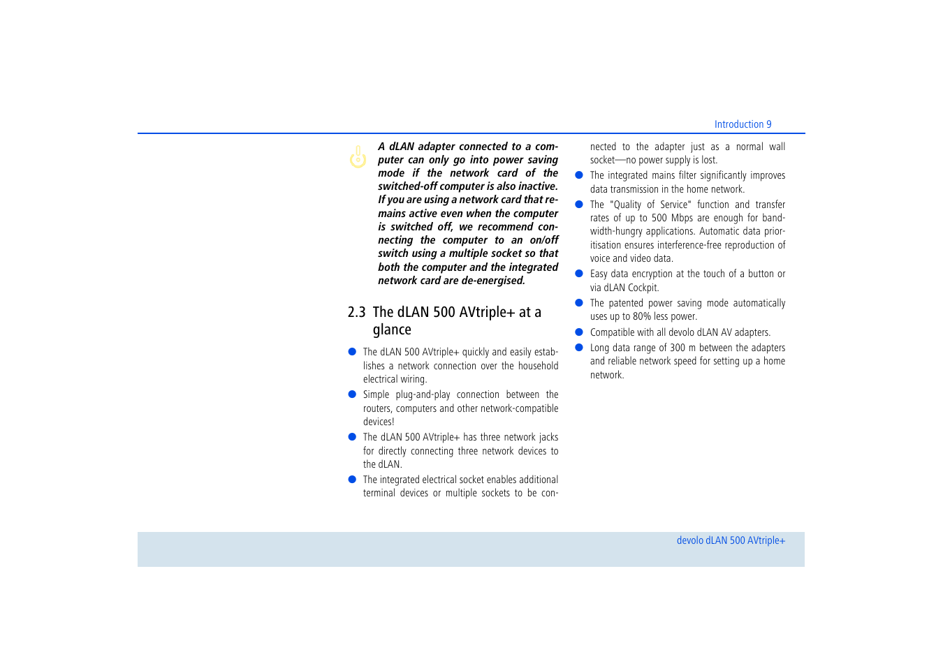 3 the dlan 500 avtriple+ at a glance, The dlan 500 avtriple+ at a glance | Devolo dLAN 500 AVtriple+ User Manual | Page 10 / 35