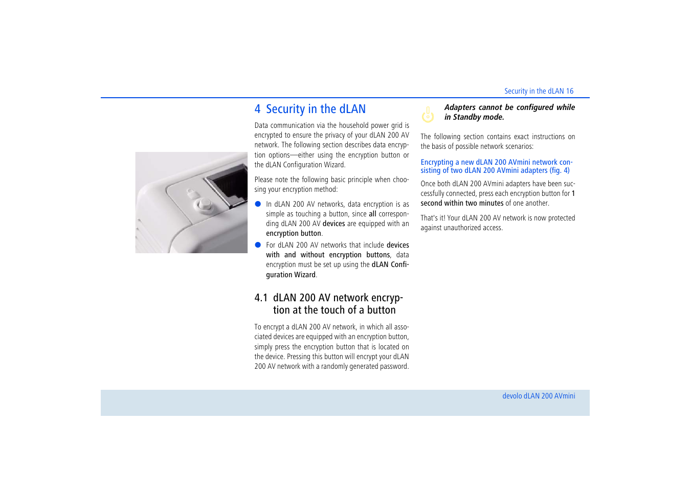 4 security in the dlan | Devolo dLAN 200 AVmini User Manual | Page 17 / 30