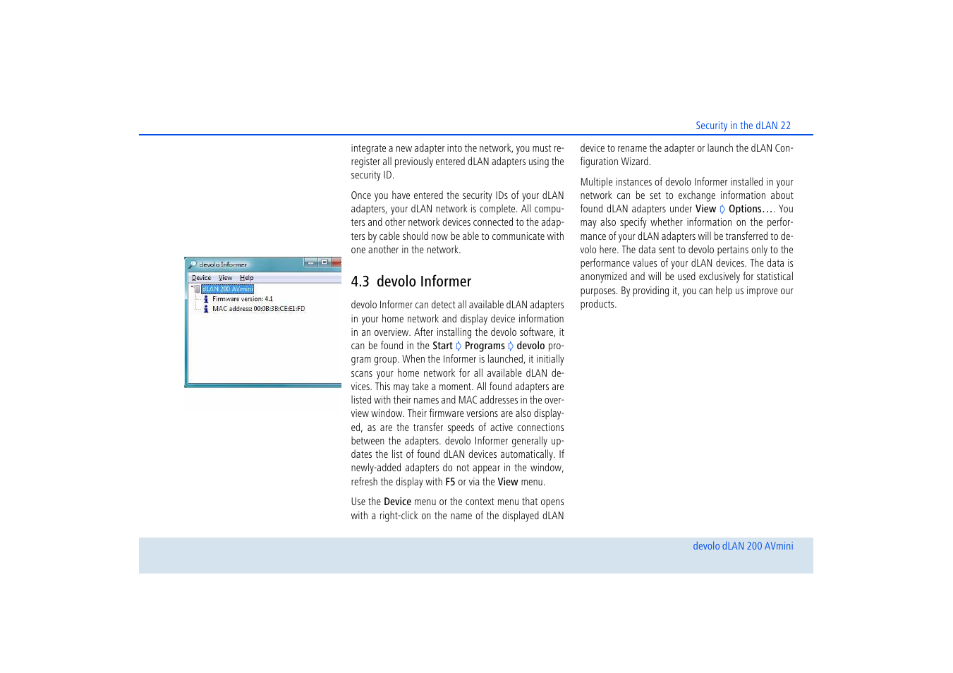 3 devolo informer, Devolo informer | Devolo dLAN 200 AVmini User Manual | Page 23 / 30