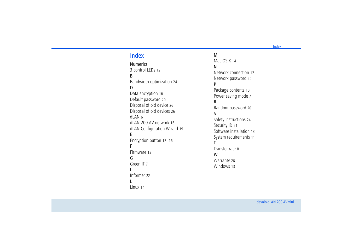 Index | Devolo dLAN 200 AVmini User Manual | Page 29 / 30