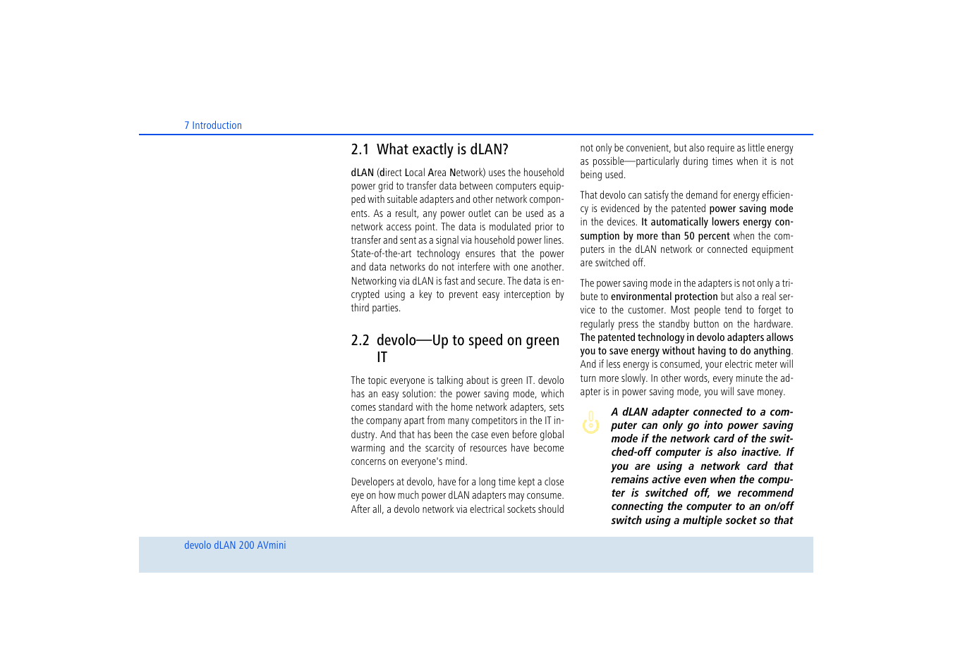 1 what exactly is dlan, 2 devolo-up to speed on green it, What exactly is dlan | Devolo—up to speed on green it | Devolo dLAN 200 AVmini User Manual | Page 8 / 30