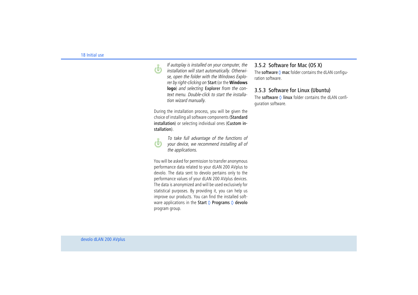 2 software for mac (os x), 3 software for linux (ubuntu), Software for mac (os x) | Software for linux (ubuntu) | Devolo dLAN 200 AVplus User Manual | Page 19 / 35