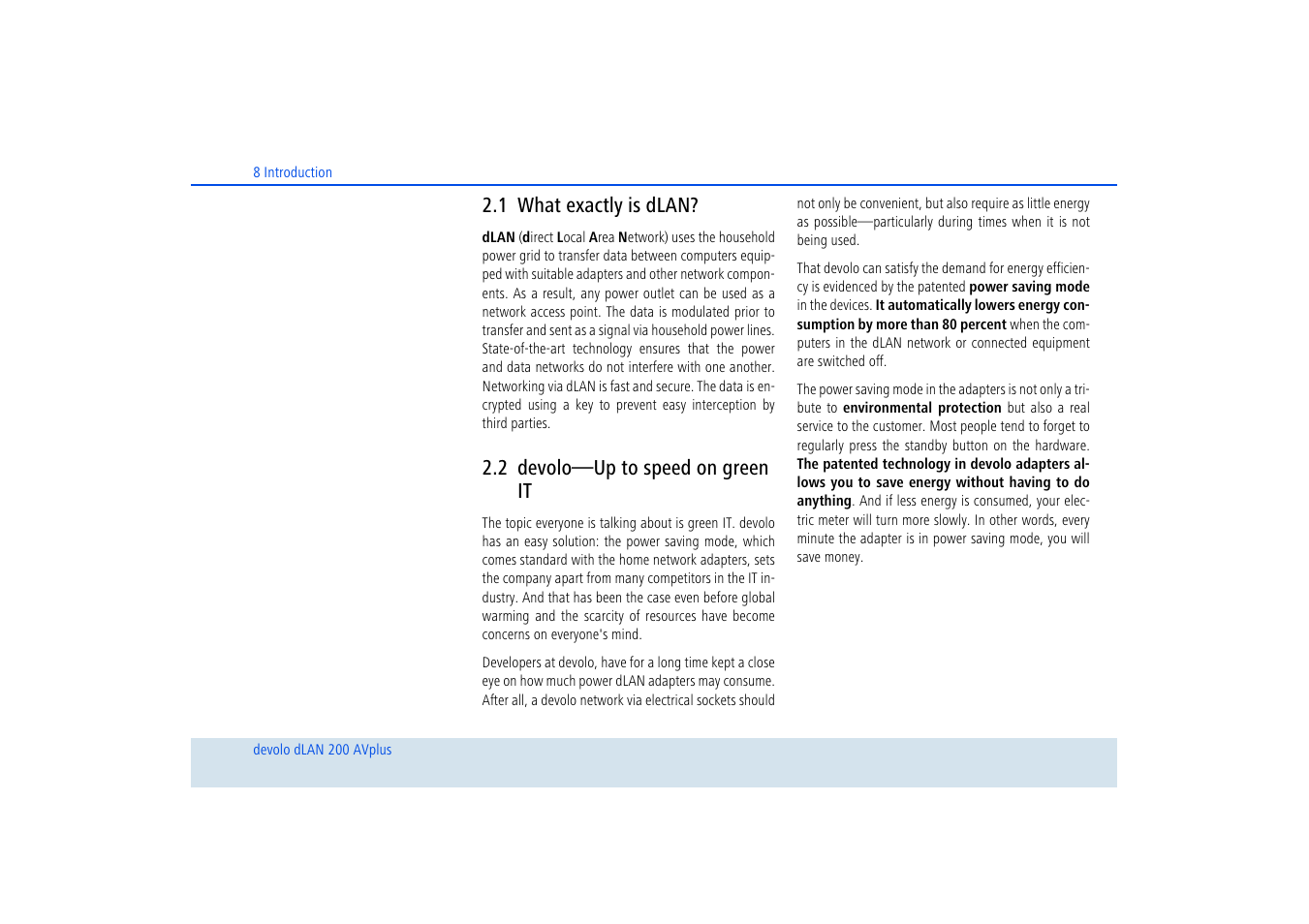 1 what exactly is dlan, 2 devolo-up to speed on green it, What exactly is dlan | Devolo—up to speed on green it | Devolo dLAN 200 AVplus User Manual | Page 9 / 35