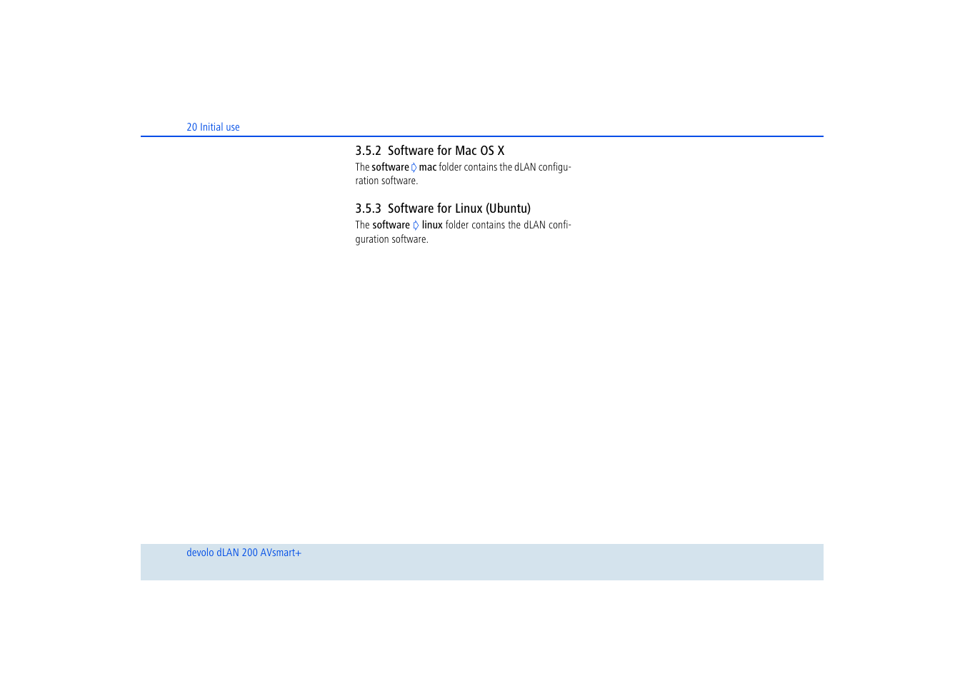 2 software for mac os x, 3 software for linux (ubuntu), Software for mac os x | Software for linux (ubuntu) | Devolo dLAN 200 AVsmart+ User Manual | Page 21 / 37