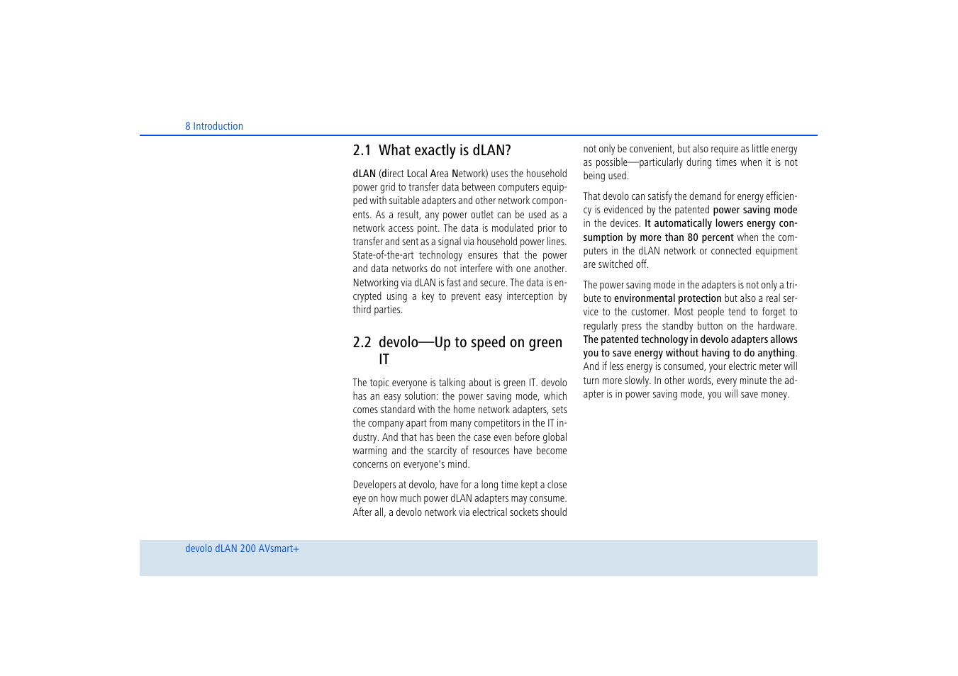 1 what exactly is dlan, 2 devolo-up to speed on green it, What exactly is dlan | Devolo—up to speed on green it | Devolo dLAN 200 AVsmart+ User Manual | Page 9 / 37