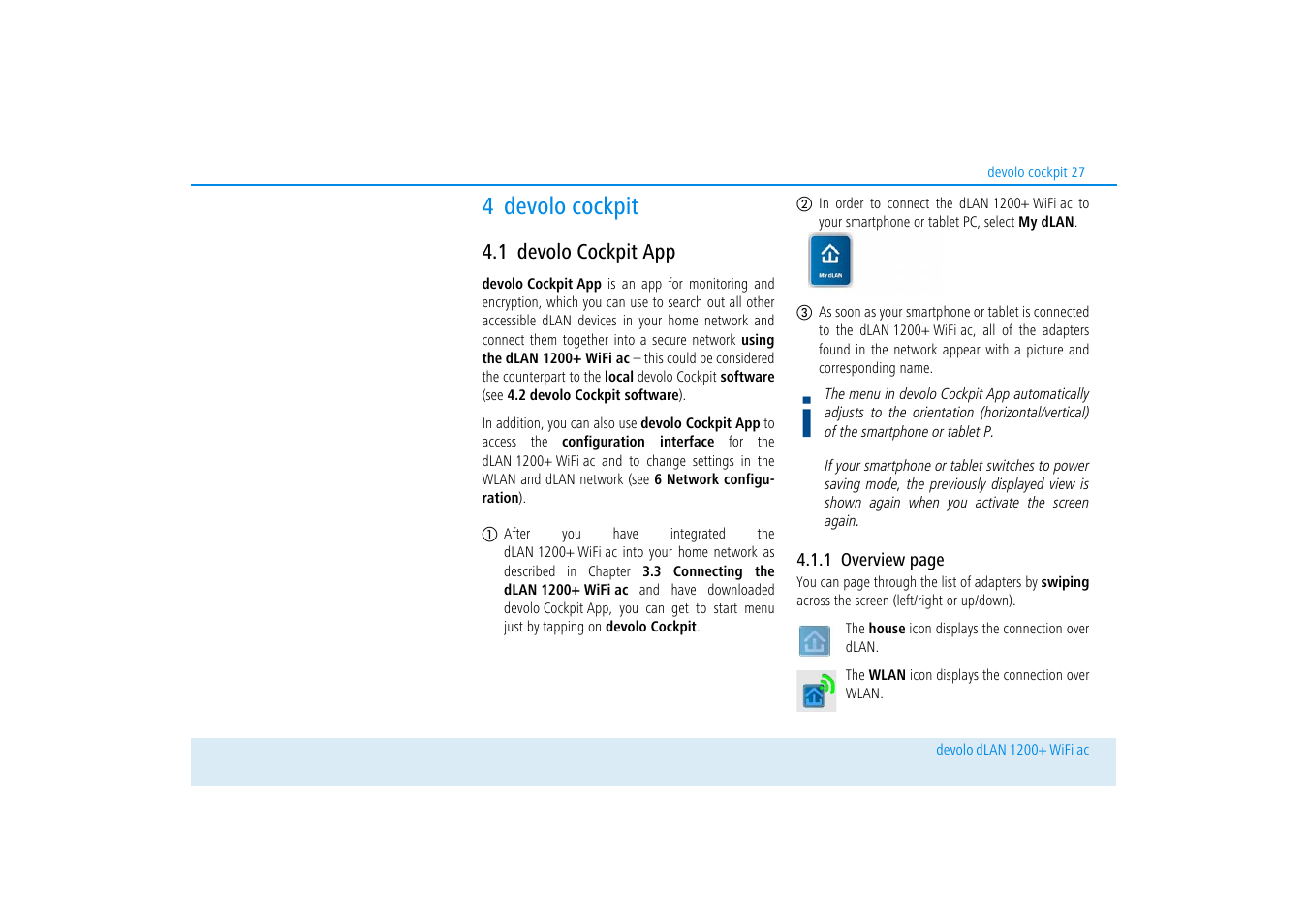 4 devolo cockpit, 1 devolo cockpit app, Devolo cockpit app | Devolo dLAN 1200+ WiFi ac User Manual | Page 28 / 55