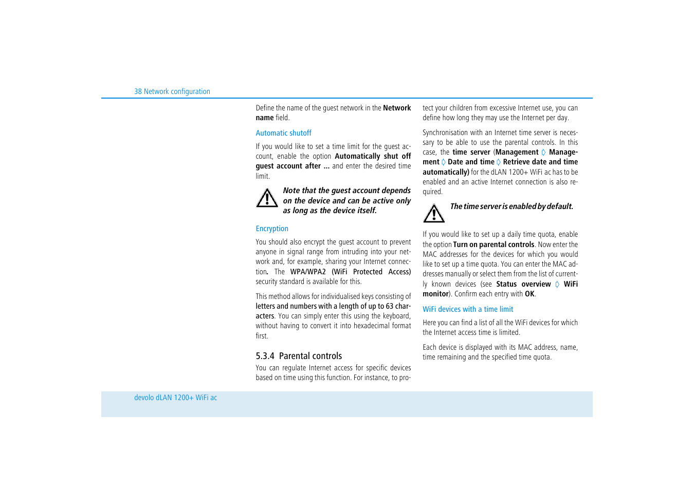 4 parental controls, Parental controls | Devolo dLAN 1200+ WiFi ac User Manual | Page 39 / 55