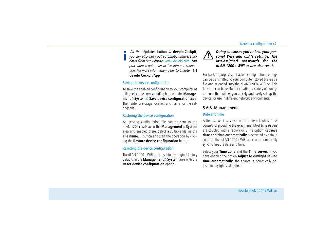 5 management, Management | Devolo dLAN 1200+ WiFi ac User Manual | Page 48 / 55