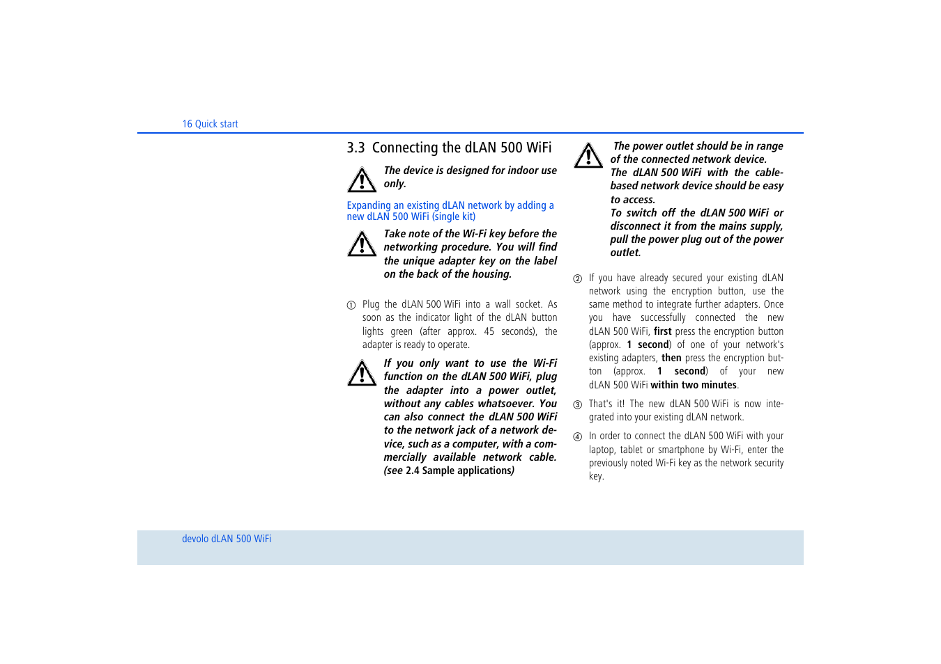 3 connecting the dlan 500 wifi, Connecting the dlan 500 wifi | Devolo dLAN 500 WiFi User Manual | Page 17 / 81