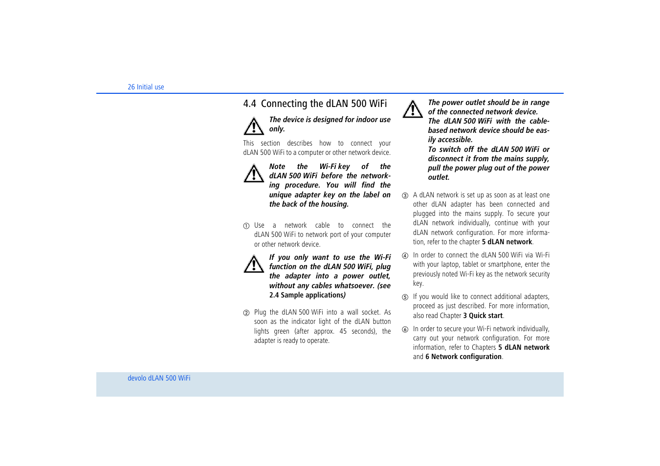 4 connecting the dlan 500 wifi, Connecting the dlan 500 wifi | Devolo dLAN 500 WiFi User Manual | Page 27 / 81