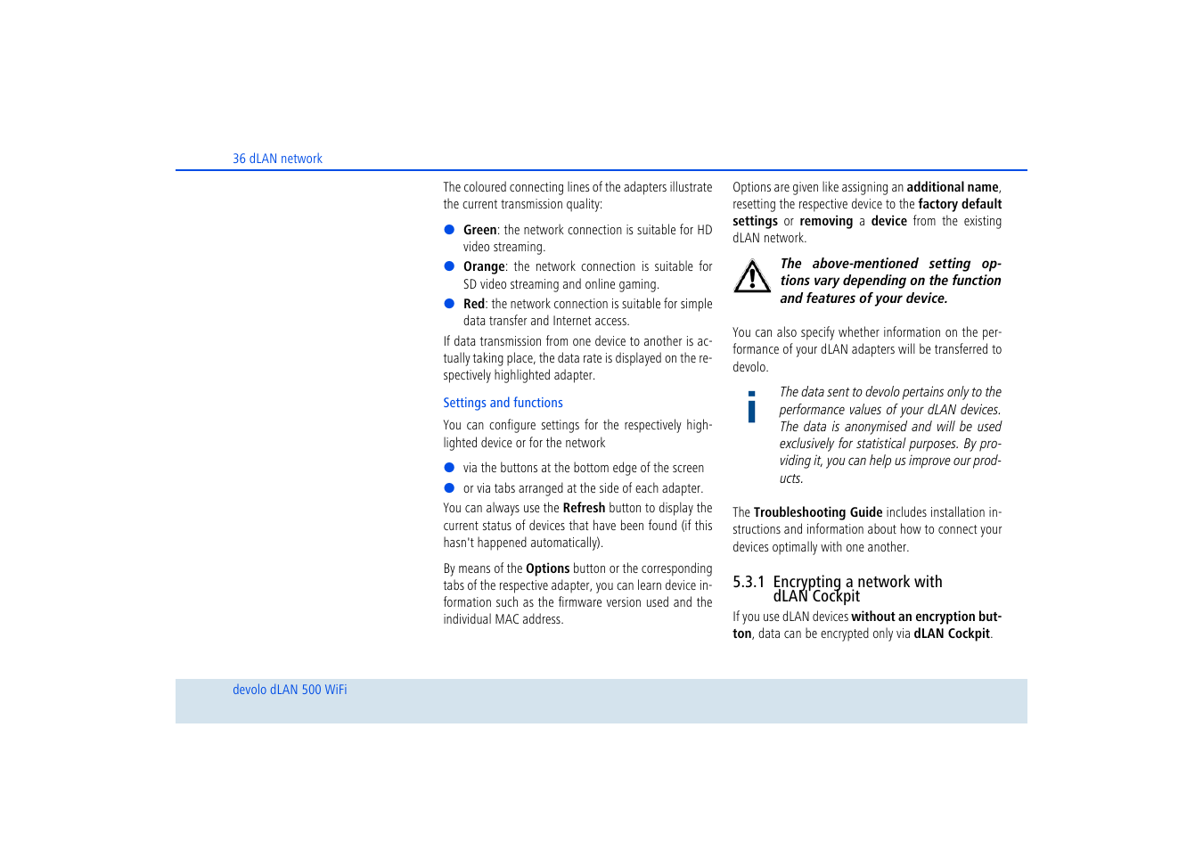 1 encrypting a network with dlan cockpit, Encrypting a network with dlan cockpit | Devolo dLAN 500 WiFi User Manual | Page 37 / 81