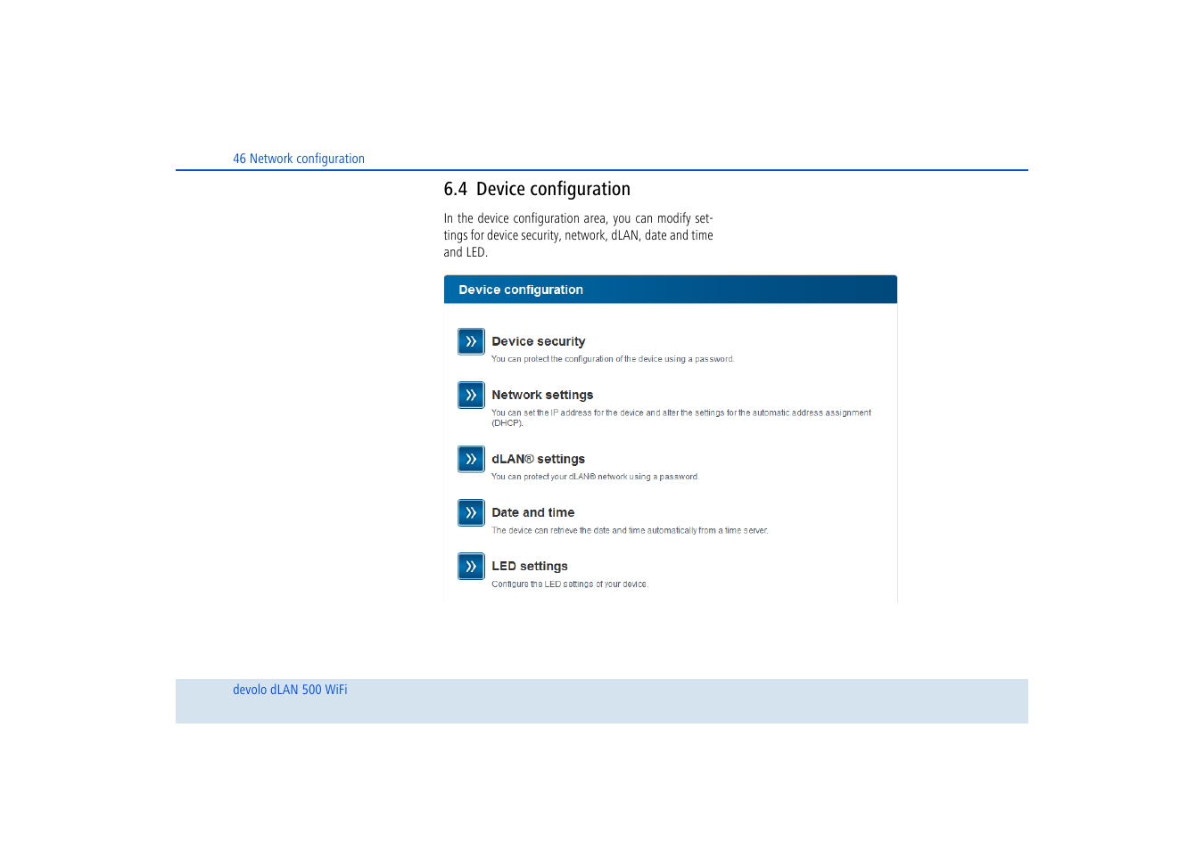 4 device configuration, Device configuration | Devolo dLAN 500 WiFi User Manual | Page 47 / 81