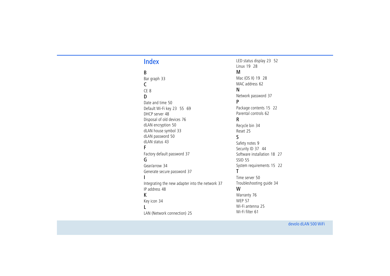 Index | Devolo dLAN 500 WiFi User Manual | Page 80 / 81