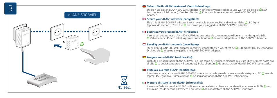 45 sec, Dlan® 500 wifi | Devolo dLAN 500 WiFi Installation User Manual | Page 4 / 19