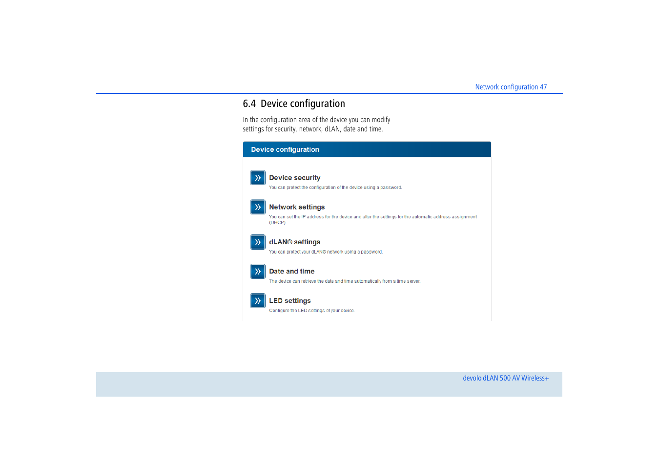 4 device configuration, Device configuration | Devolo dLAN 500 AV Wireless+ User Manual | Page 48 / 83