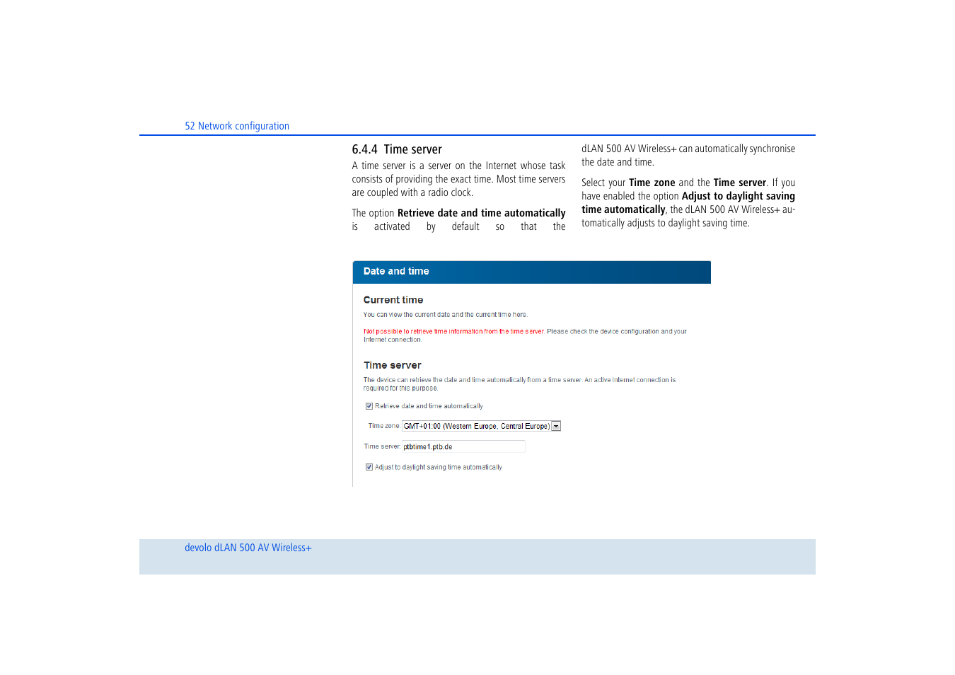 4 time server, Time server | Devolo dLAN 500 AV Wireless+ User Manual | Page 53 / 83
